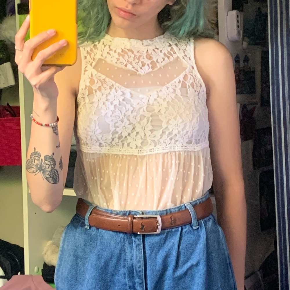 White Lacey top